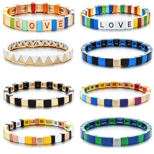 Bracelet bohème arc-en-ciel coloré pour femme