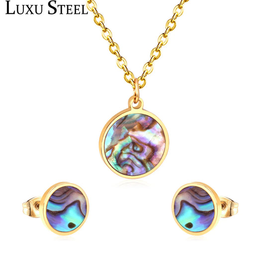 LUXUSTEEL- Collier Pendentif Rond pour Femme et Fille