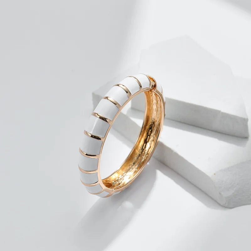 Bracelets en métal émaillé multicolore pour femmes
