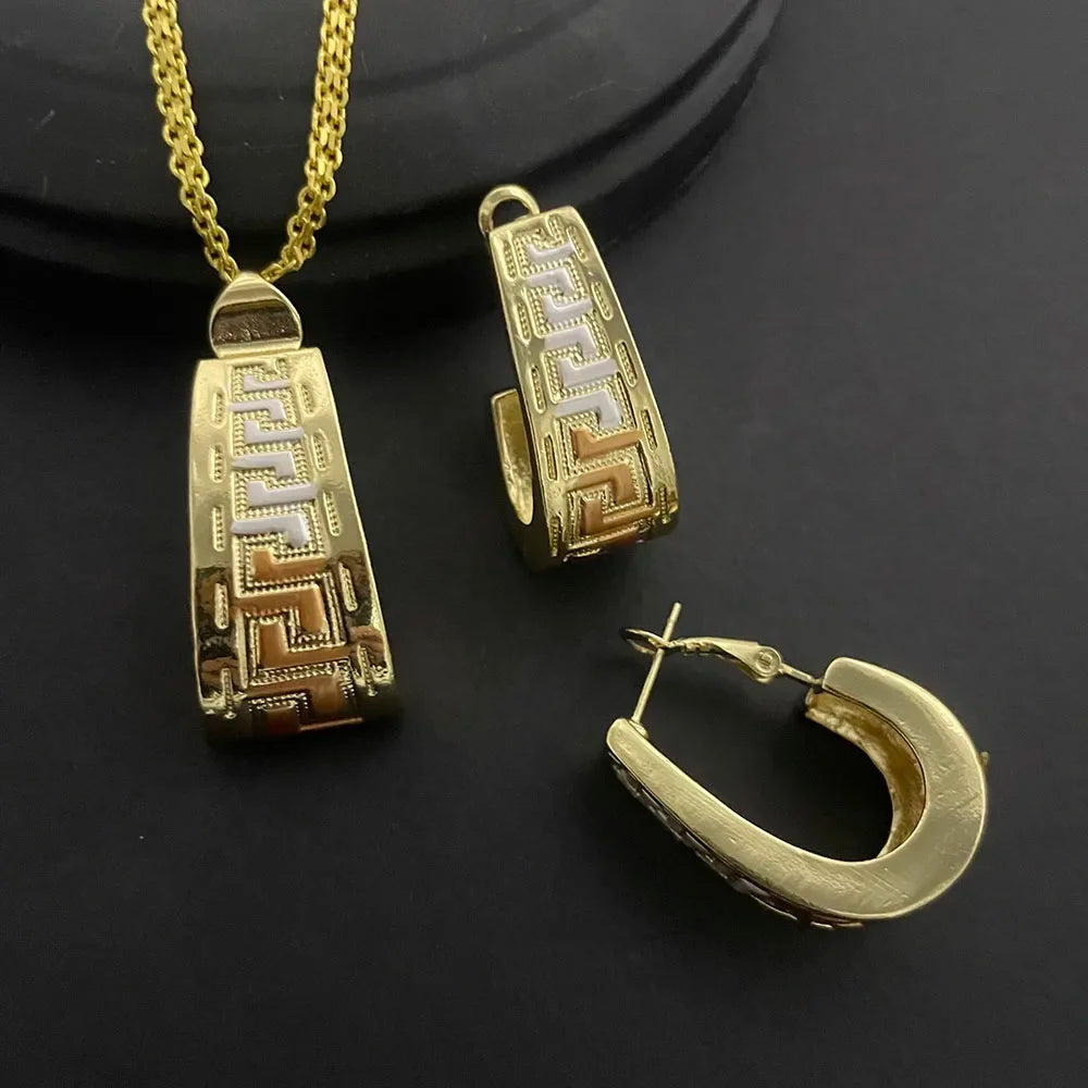 Ensemble de bijoux deux pièces en cuivre plaqué or 24 carats