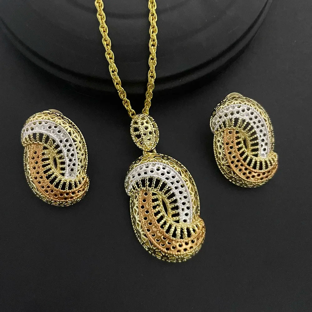 Ensemble de bijoux deux pièces en cuivre plaqué or 24 carats