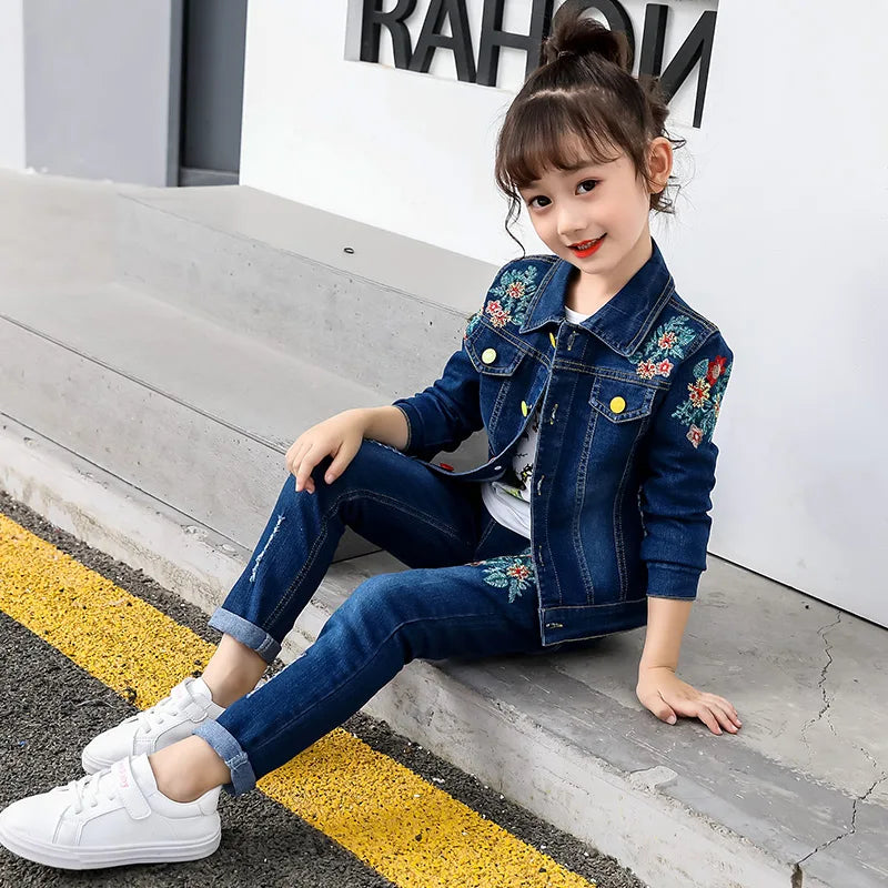 Ensemble de Vêtements Brodés pour Enfant Fille