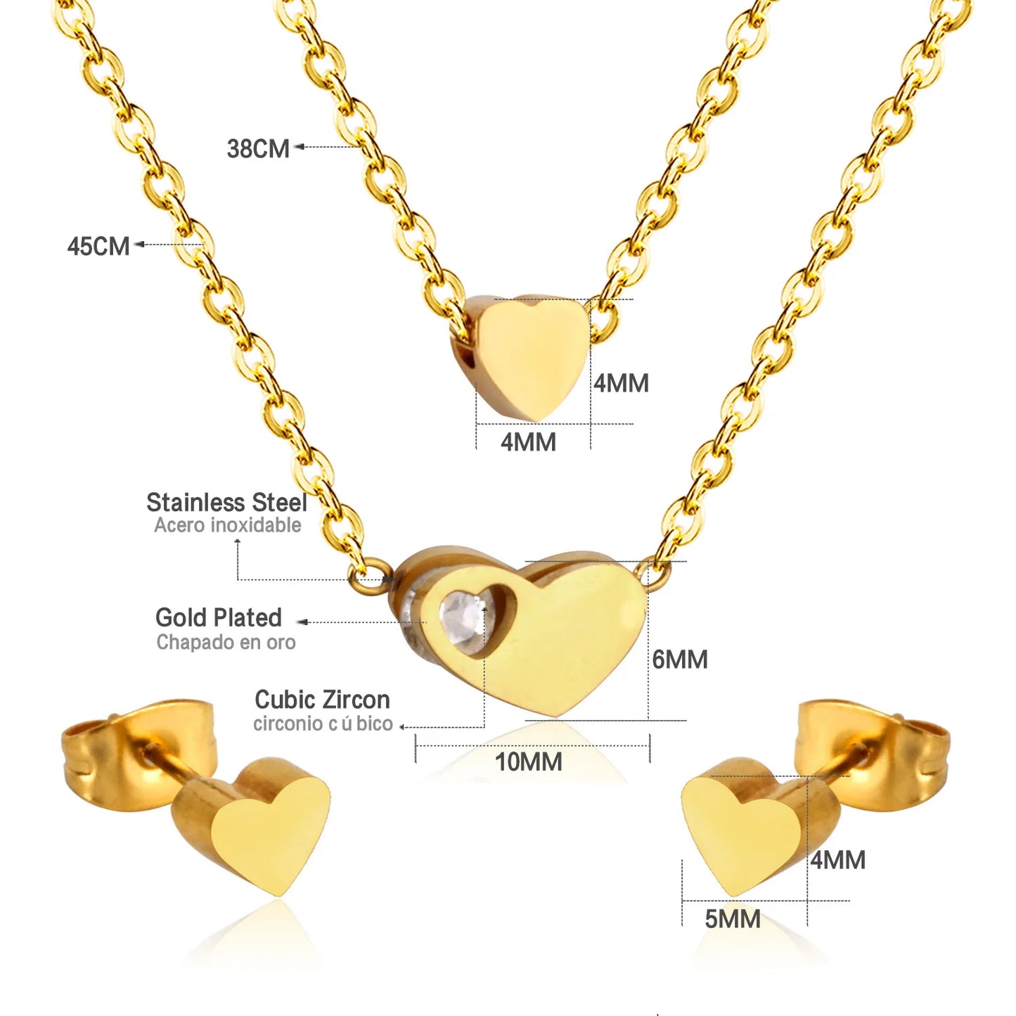 LUXUSTEEL-Bijoux en Forme d'Étoile et de Fleur Cubique