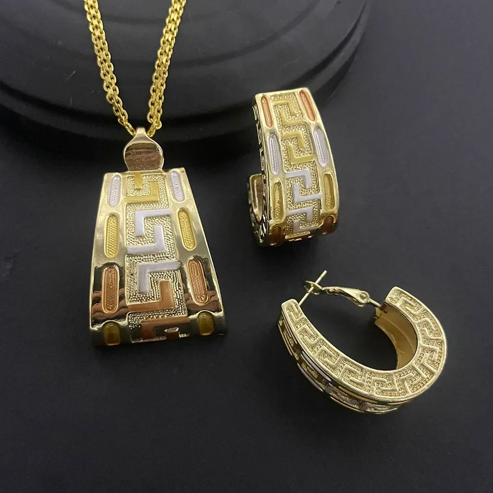 Ensemble de bijoux deux pièces en cuivre plaqué or 24 carats