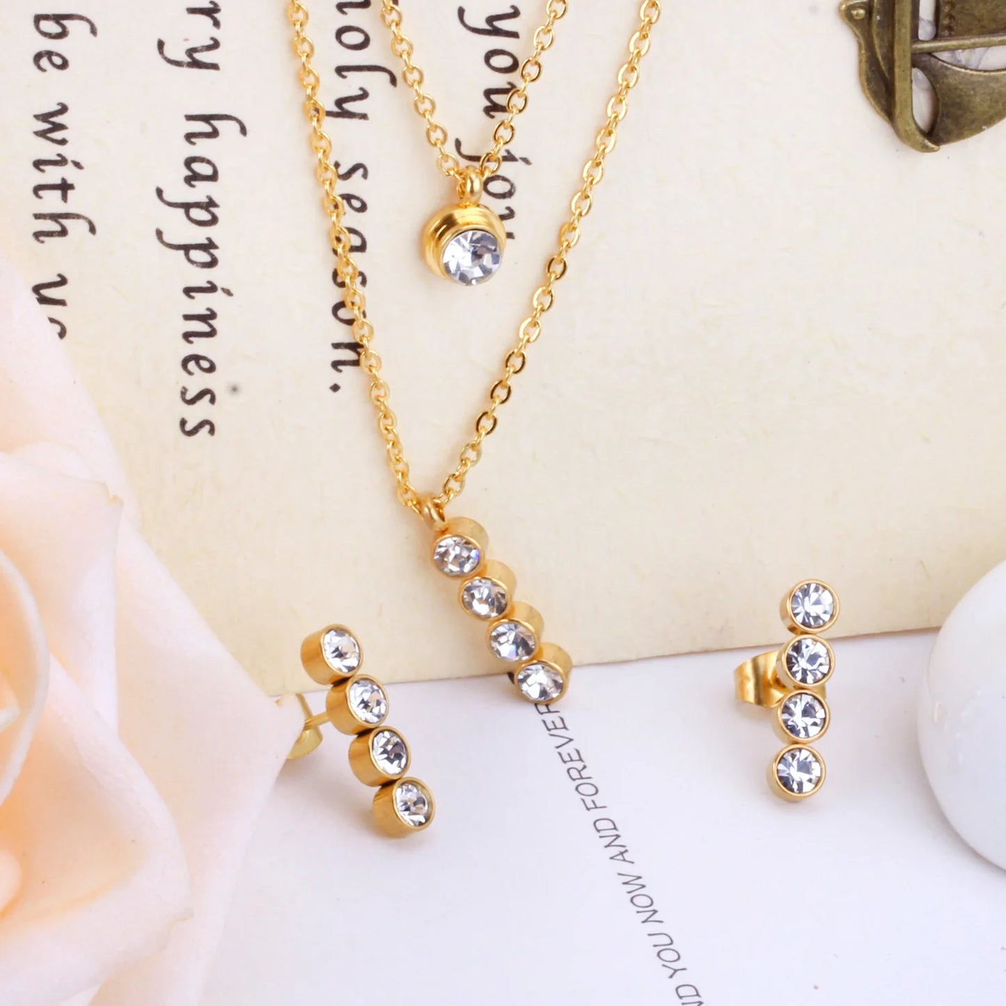 LUXUSTEEL-Bijoux en Forme d'Étoile et de Fleur Cubique