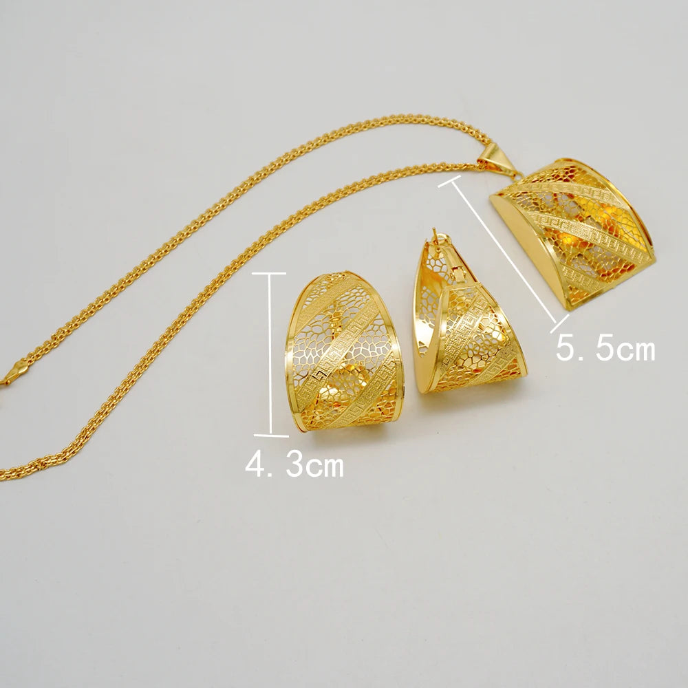 Ensemble de bijoux de dubaï, couleur or pour femmes
