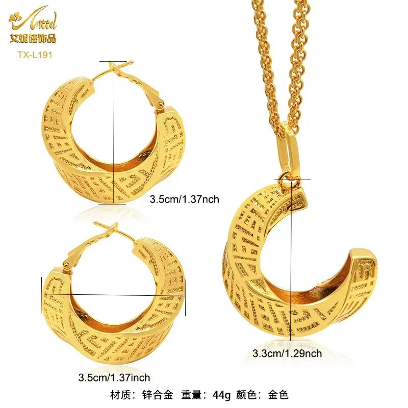 Ensemble de bijoux deux pièces en cuivre plaqué or 24 carats