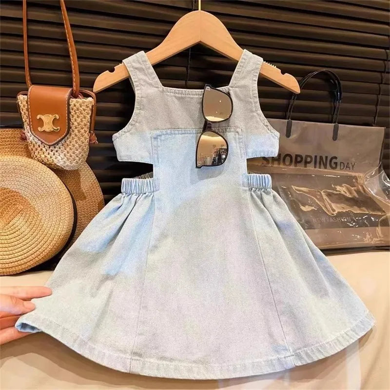 Robe à bretelles en jean bleu pour filles