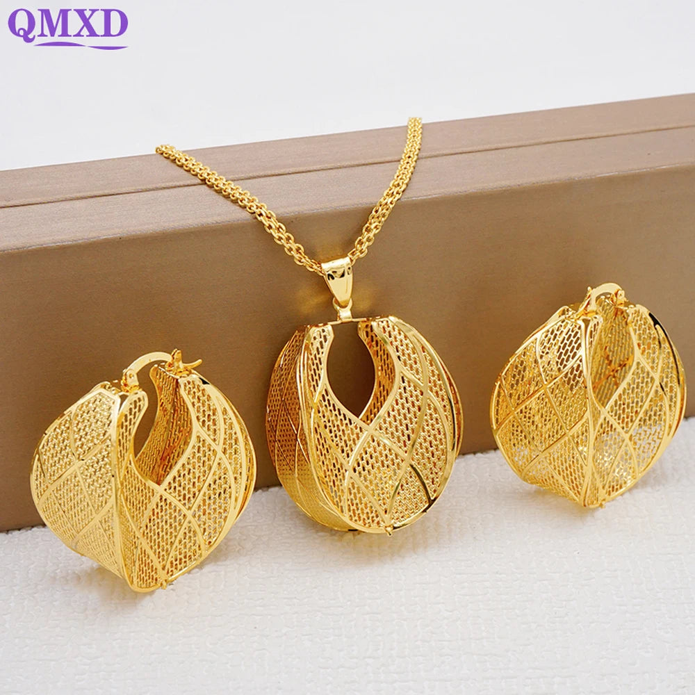 Ensemble de bijoux de dubaï, couleur or pour femmes