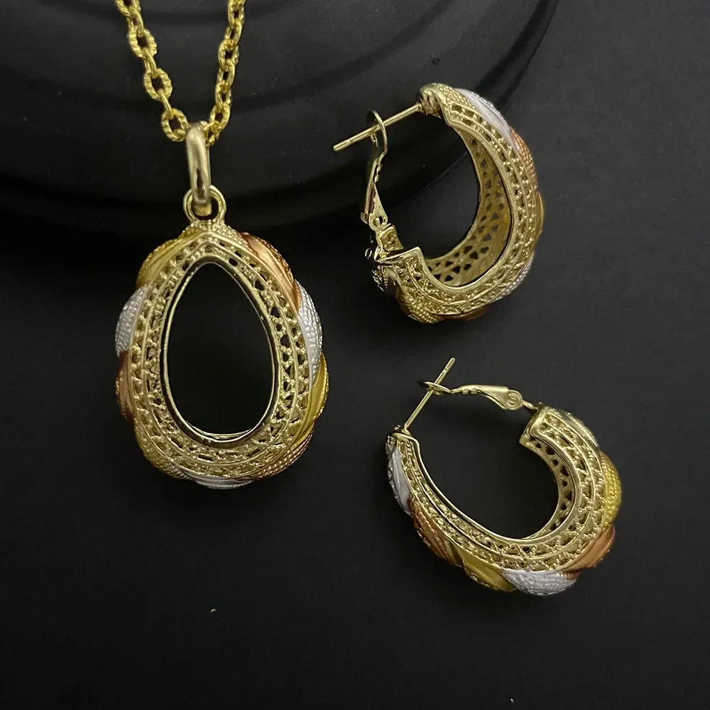 Ensemble de bijoux deux pièces en cuivre plaqué or 24 carats