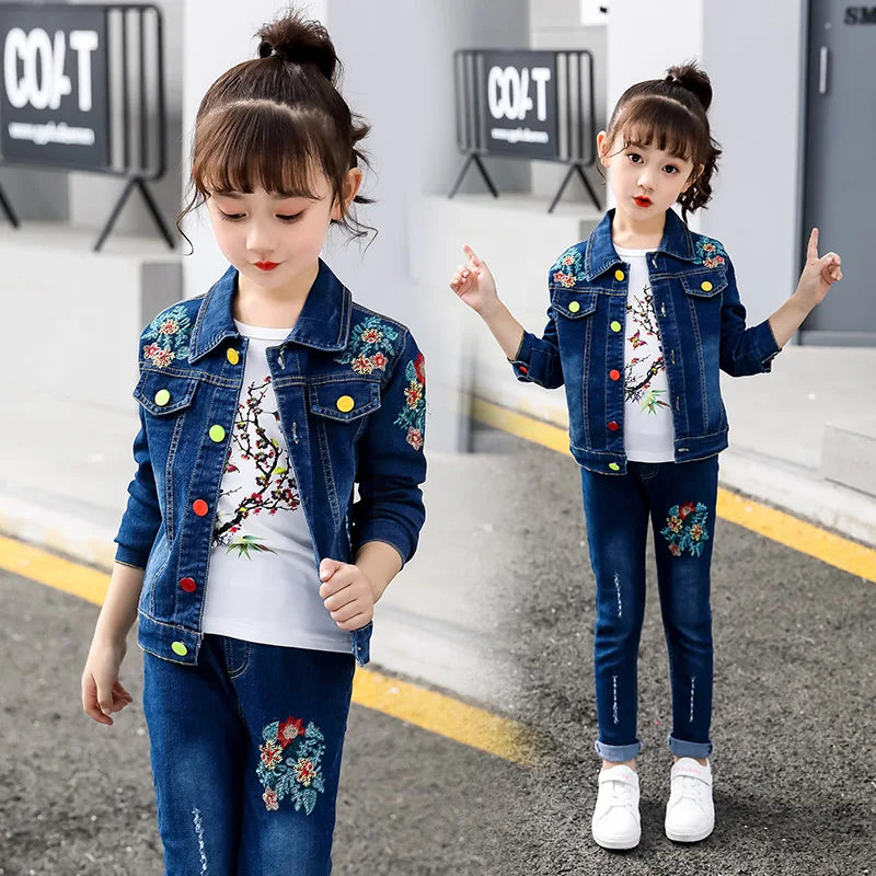 Ensemble de Vêtements Brodés pour Enfant Fille