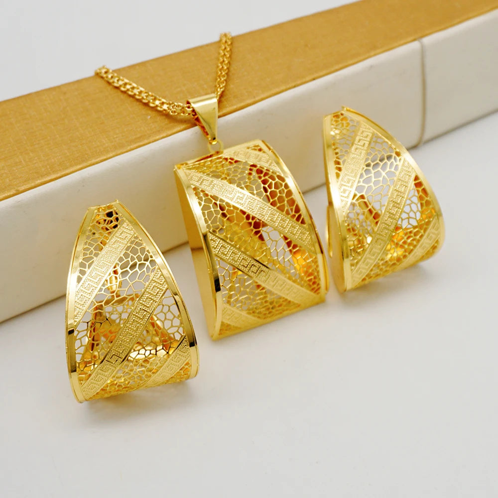 Ensemble de bijoux de dubaï, couleur or pour femmes
