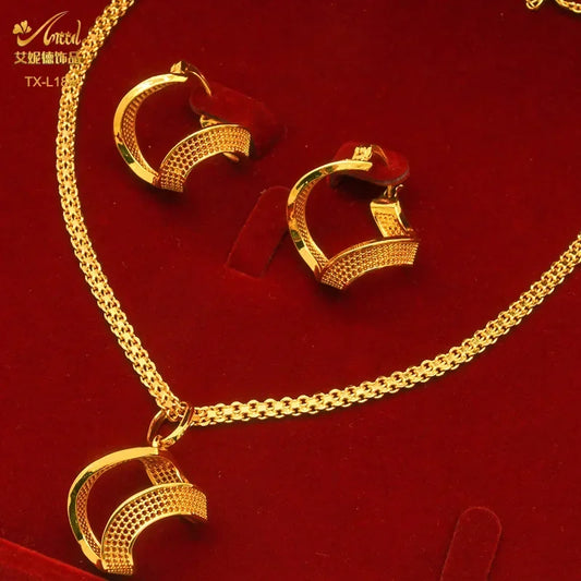 Ensemble de bijoux deux pièces en cuivre plaqué or 24 carats