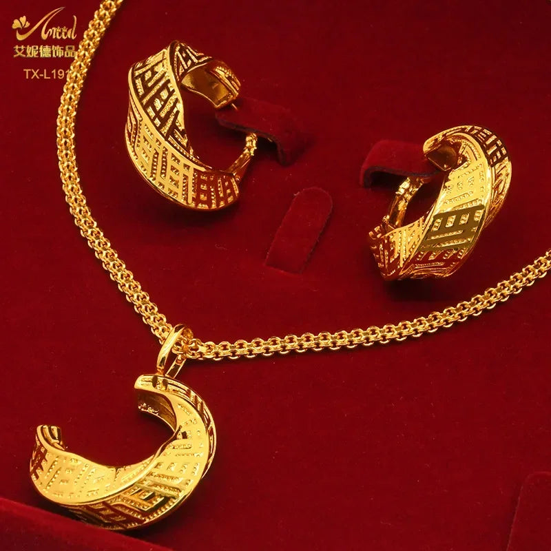 Ensemble de bijoux deux pièces en cuivre plaqué or 24 carats