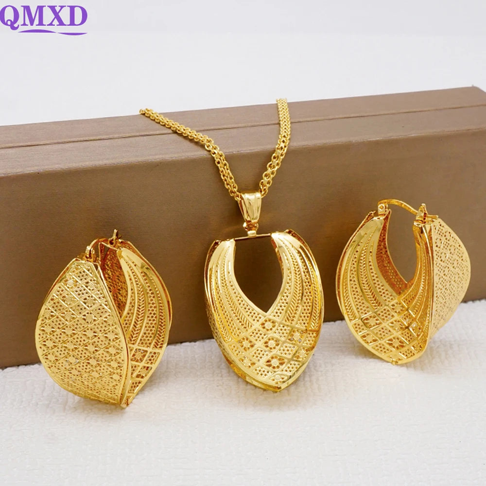 Ensemble de bijoux de dubaï, couleur or pour femmes