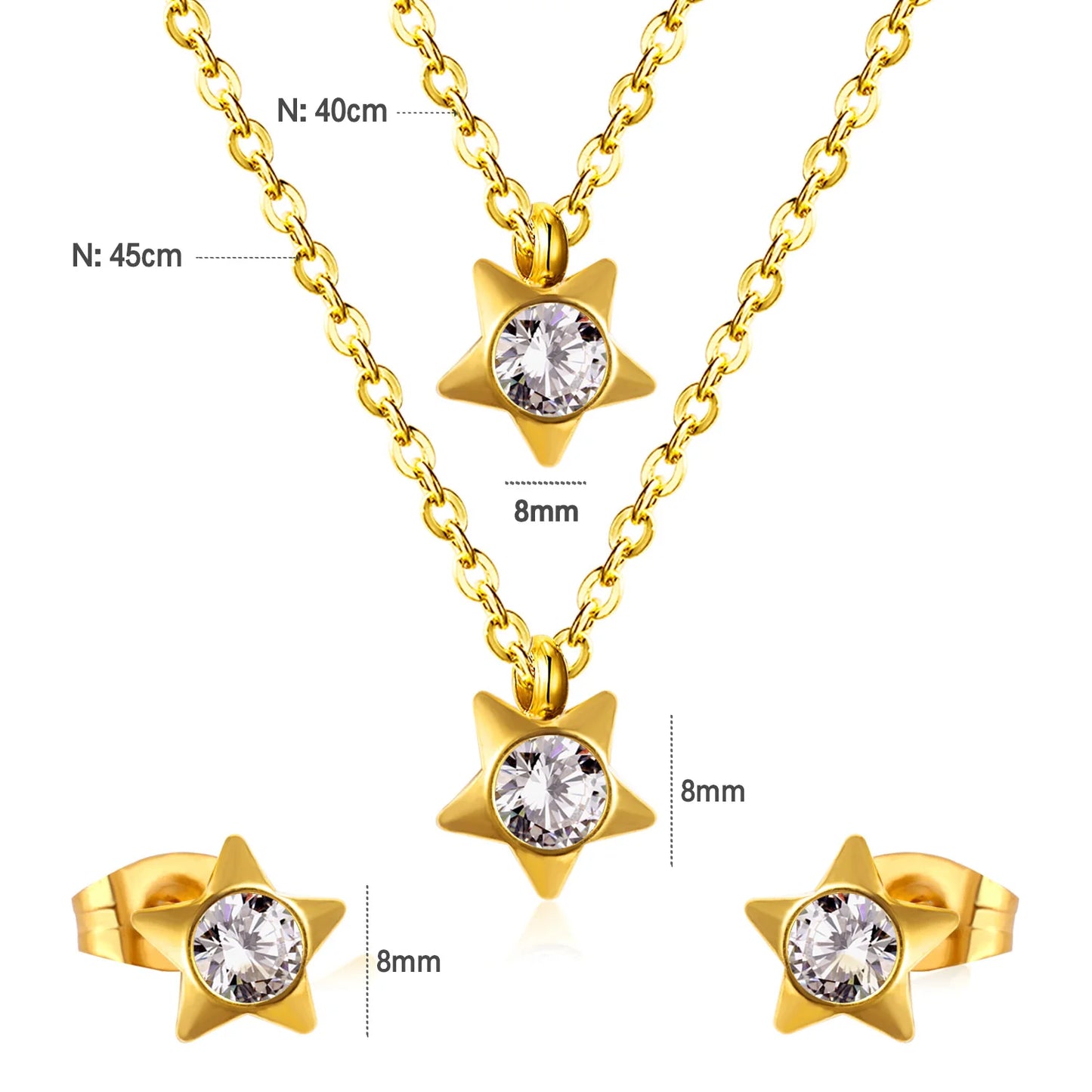 LUXUSTEEL-Bijoux en Forme d'Étoile et de Fleur Cubique