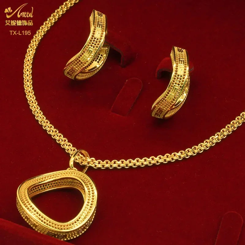 Ensemble de bijoux deux pièces en cuivre plaqué or 24 carats