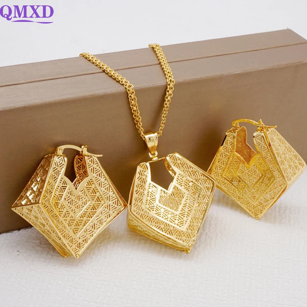 Ensemble de bijoux de dubaï, couleur or pour femmes