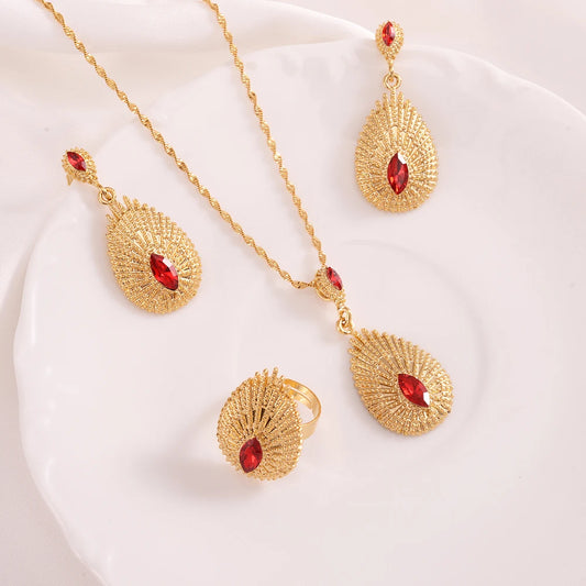 Ensemble de bijoux éthiopiens plaqués 24K