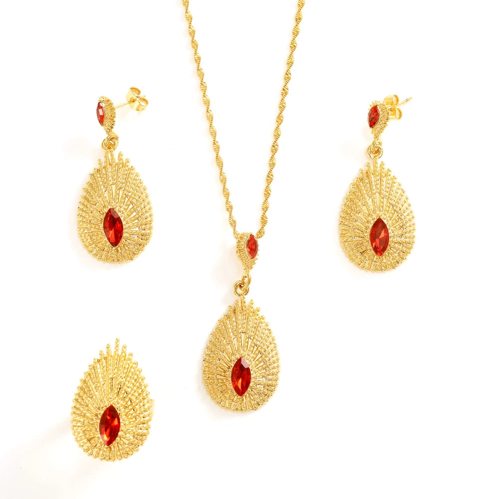 Ensemble de bijoux éthiopiens plaqués 24K