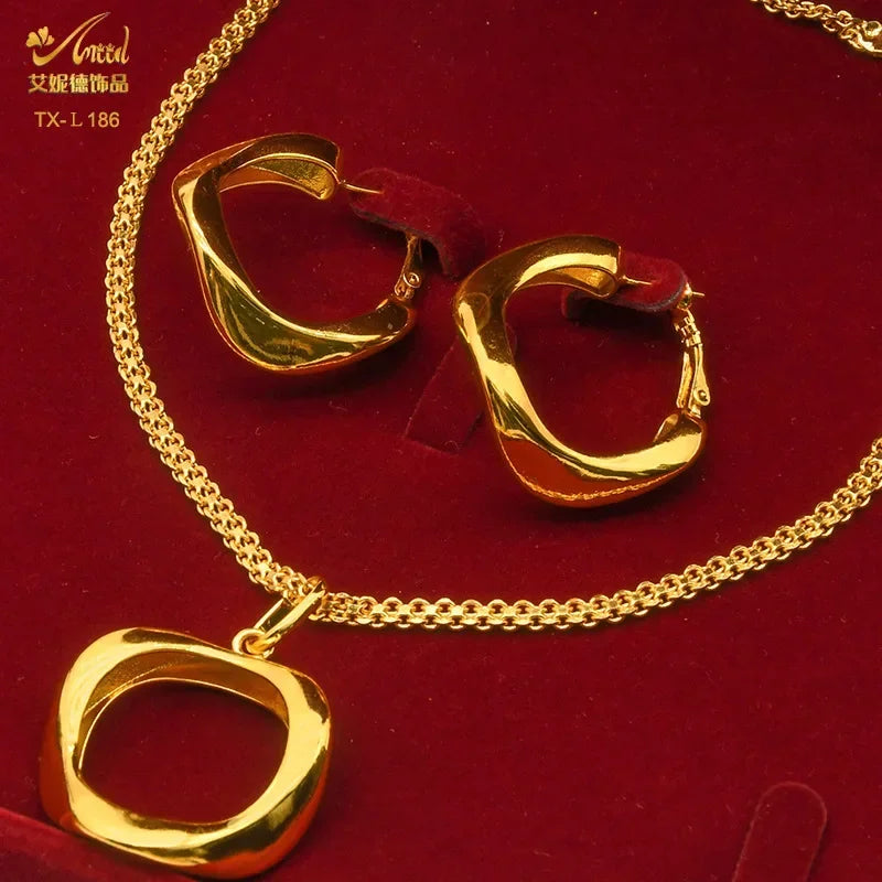 Ensemble de bijoux deux pièces en cuivre plaqué or 24 carats