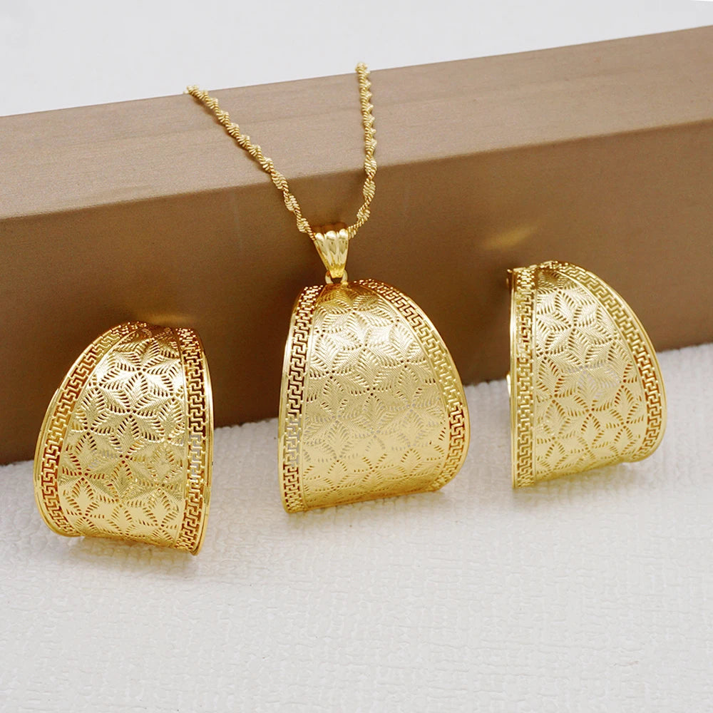 Ensemble de bijoux de dubaï, couleur or pour femmes