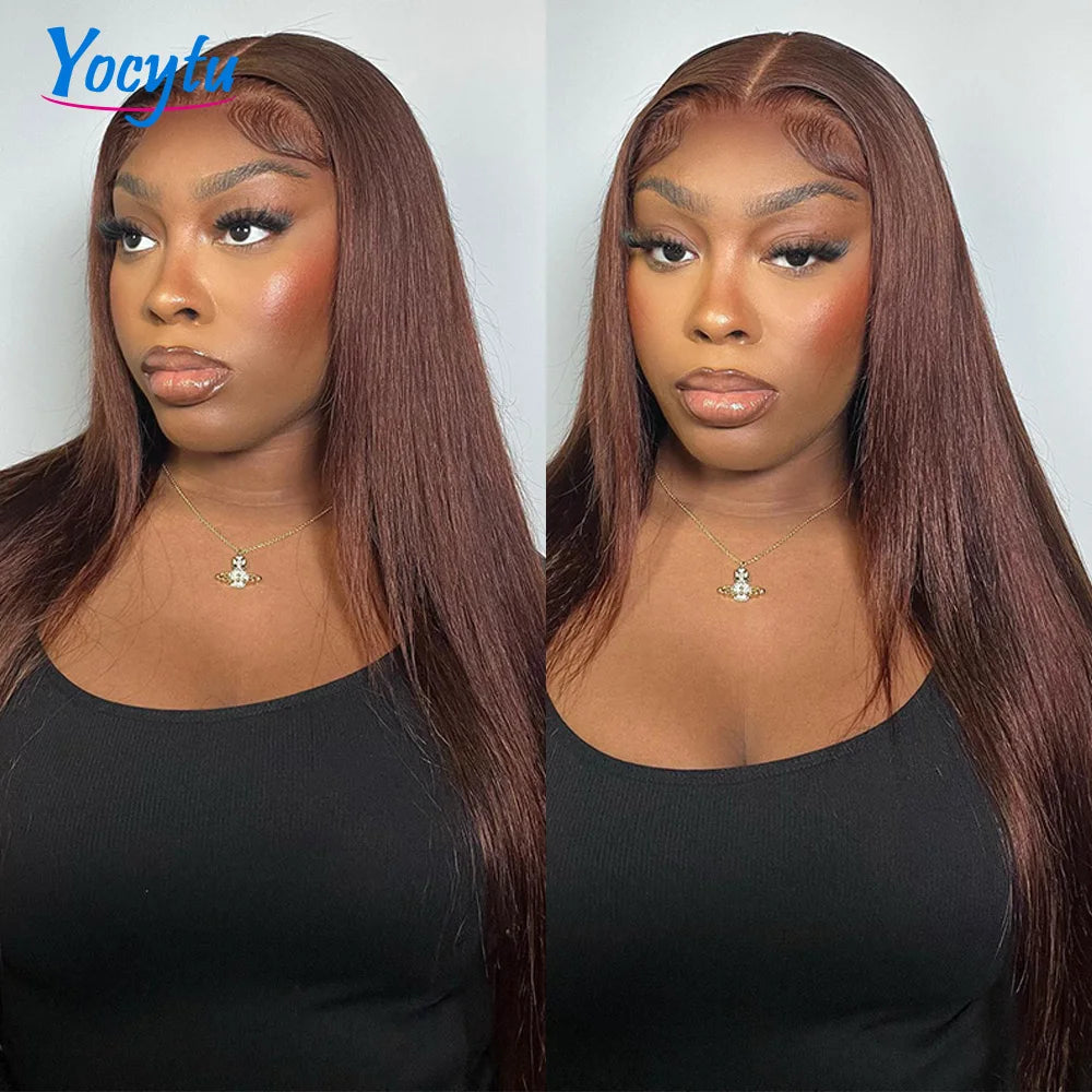 YOCYTU Chocolate Brown Tissage Cheveux Humains 4# Colored Meche Tissage Humain Hair 24 24 24 Pouces Lisse Tissage Bresilien Bouclé 12A Tissage Brésilien Haut Qualité Tissage Raw Haïr Bundles 100% Human Hair Tissages