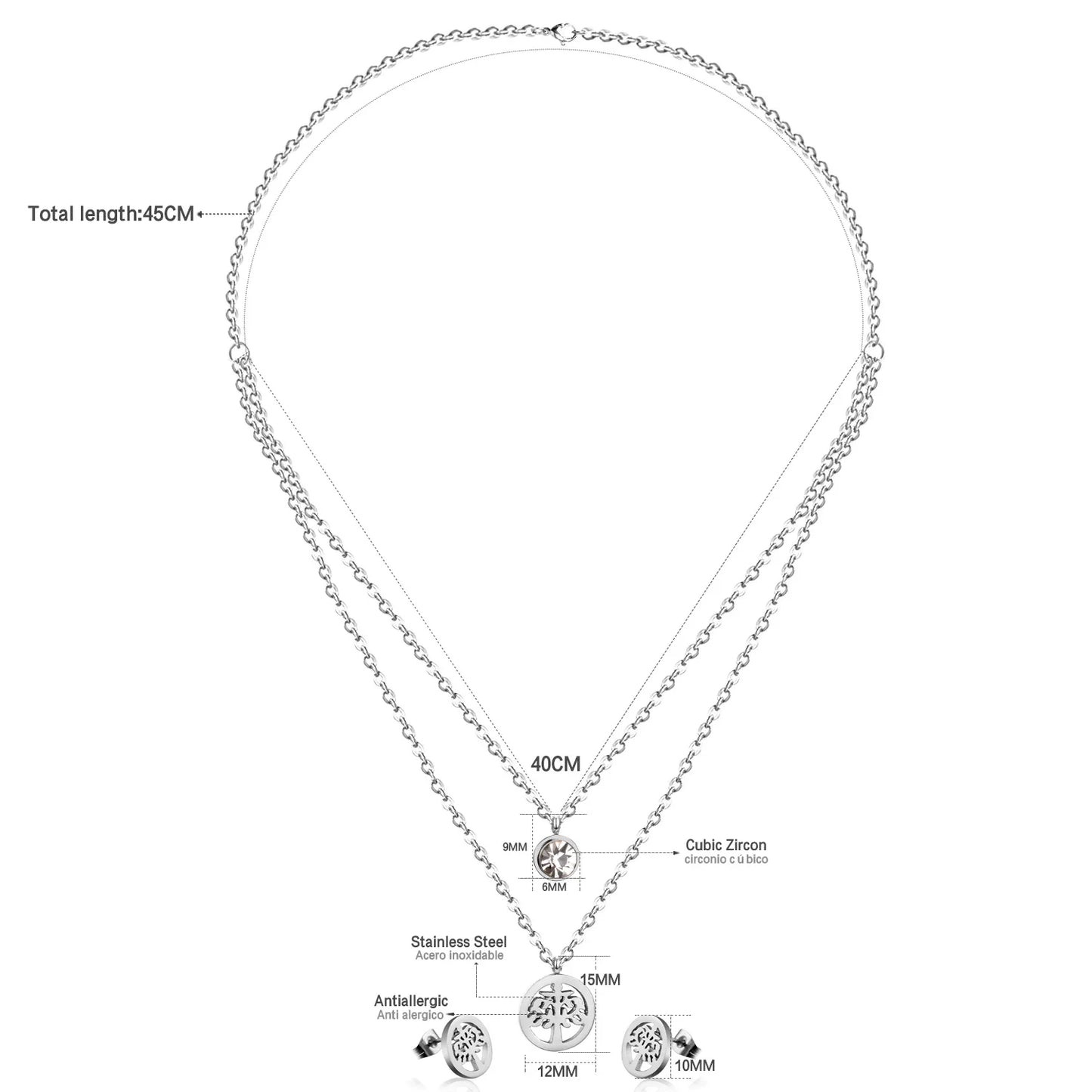 LUXUSTEEL-Bijoux en Forme d'Étoile et de Fleur Cubique
