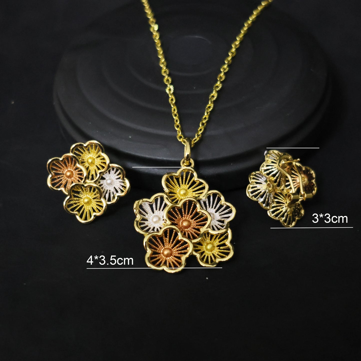 Ensemble de bijoux deux pièces en cuivre plaqué or 24 carats
