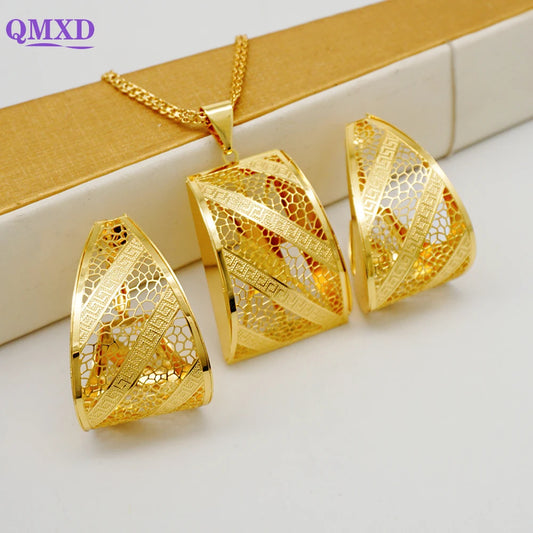 Ensemble de bijoux de dubaï, couleur or pour femmes