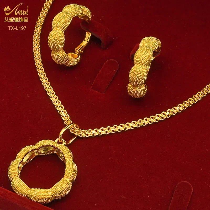 Ensemble de bijoux deux pièces en cuivre plaqué or 24 carats