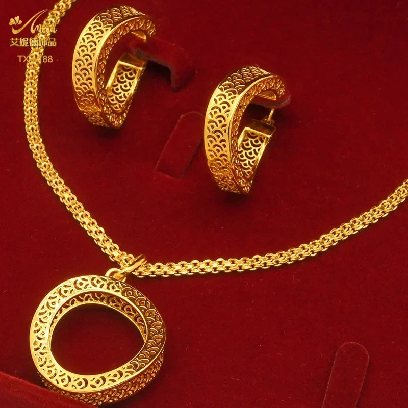 Ensemble de bijoux deux pièces en cuivre plaqué or 24 carats