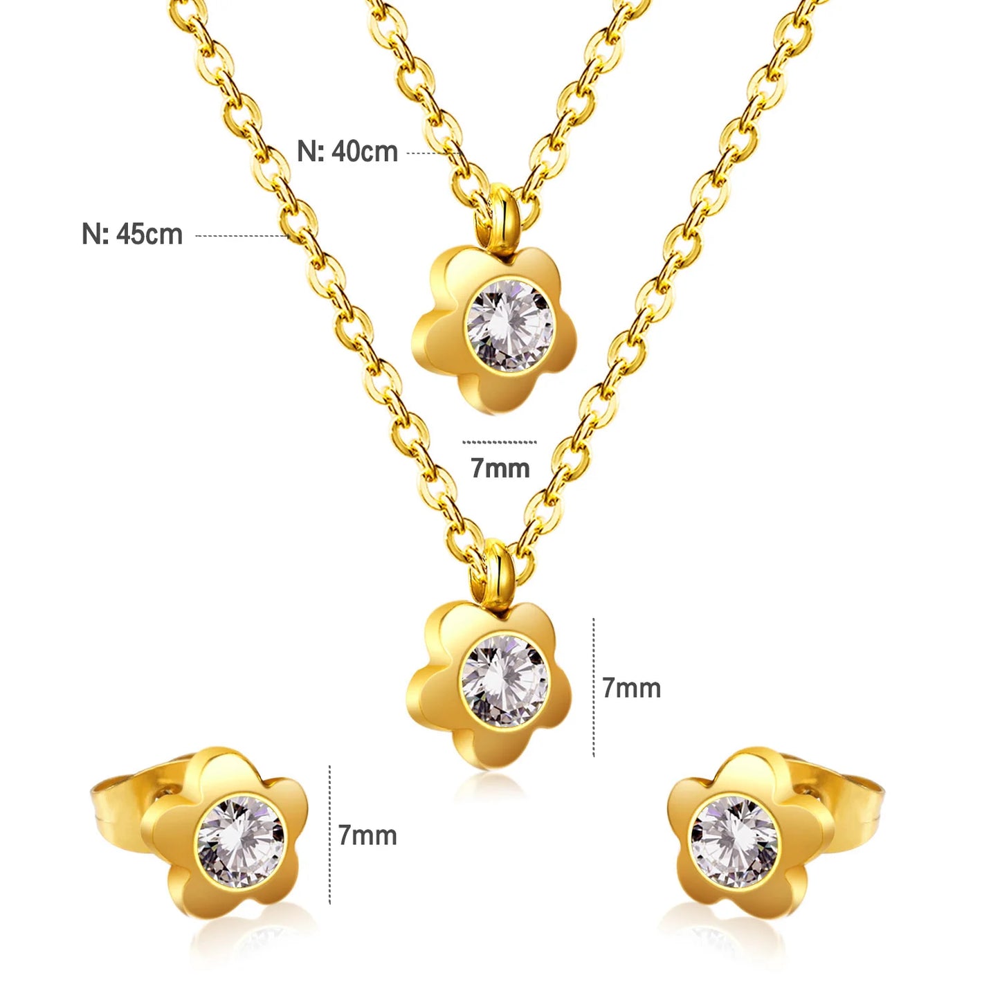 LUXUSTEEL-Bijoux en Forme d'Étoile et de Fleur Cubique