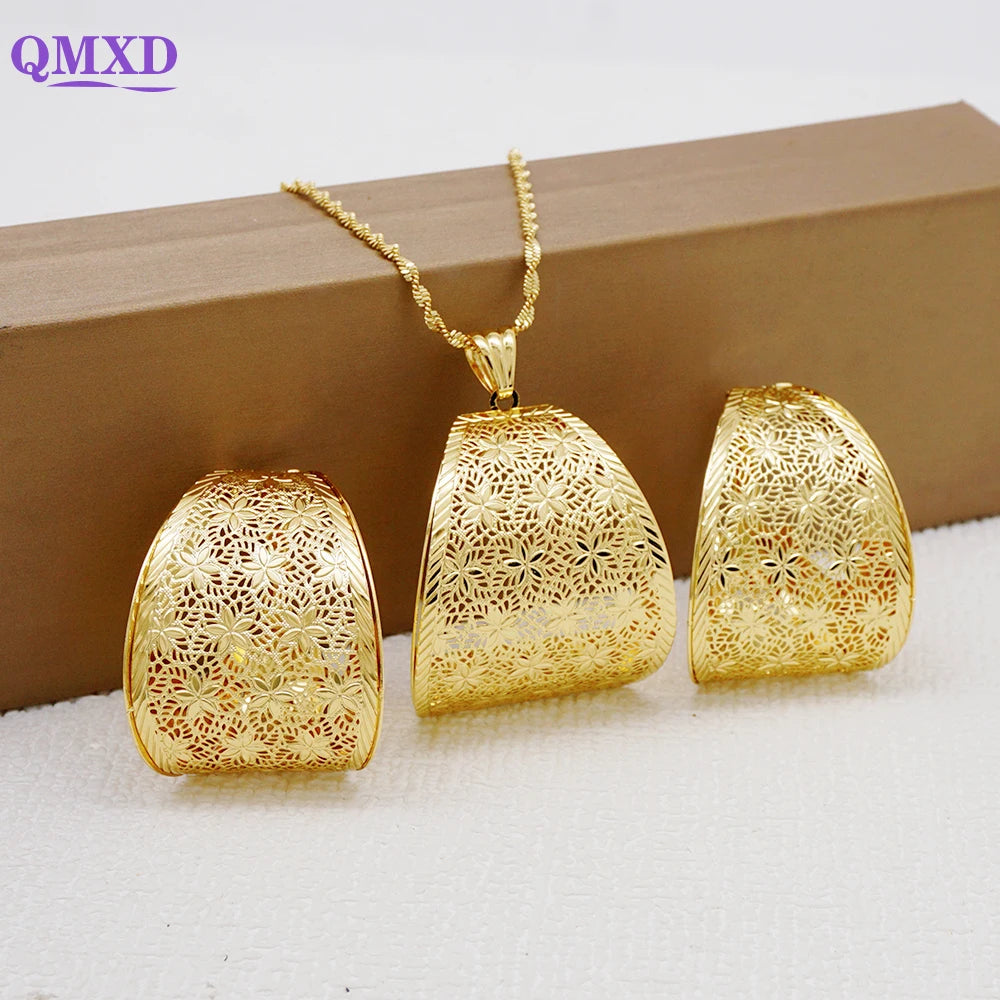 Ensemble de bijoux de dubaï, couleur or pour femmes