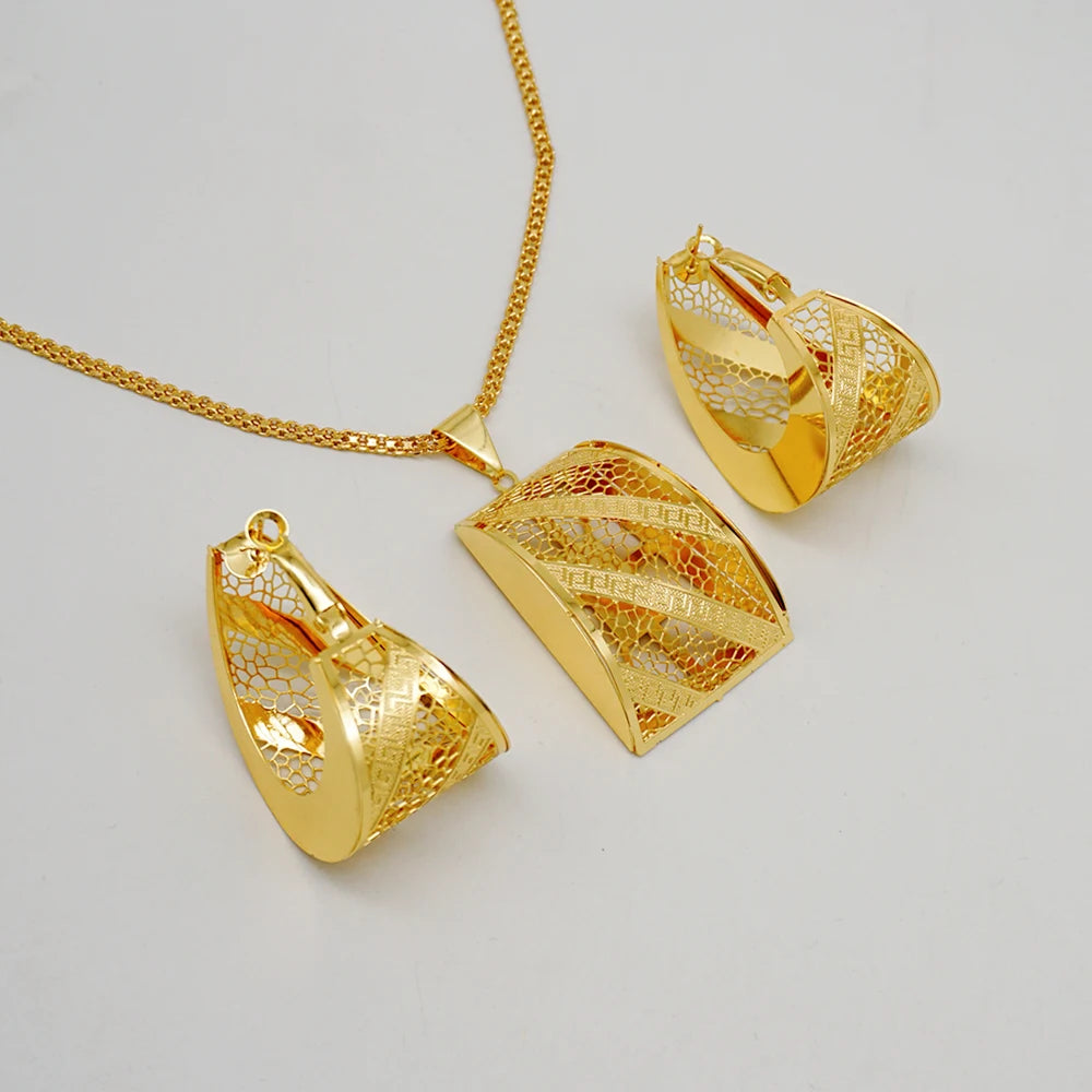 Ensemble de bijoux de dubaï, couleur or pour femmes