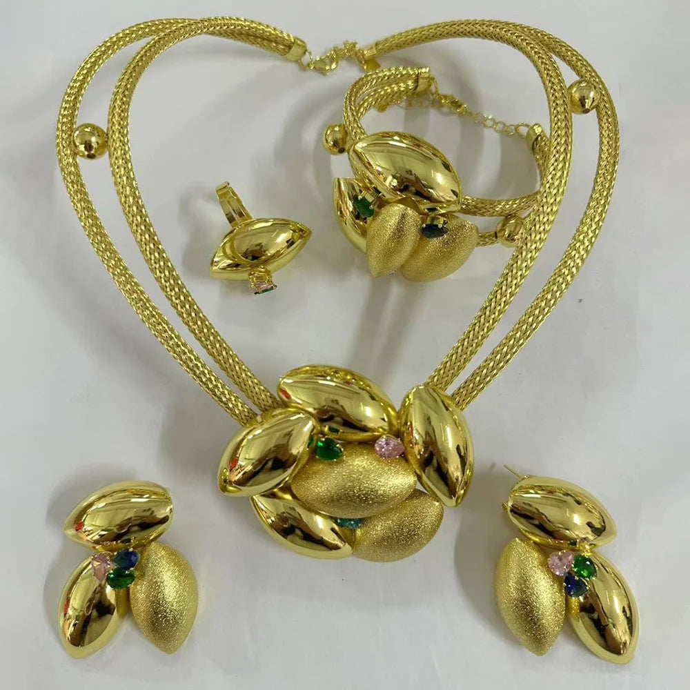 Ensemble de bijoux couleur or dubaï pour mariée