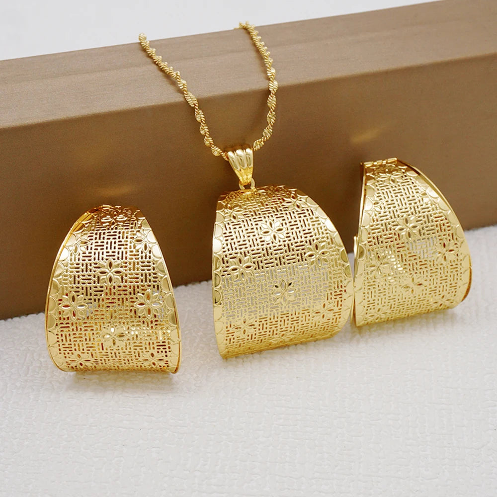 Ensemble de bijoux de dubaï, couleur or pour femmes
