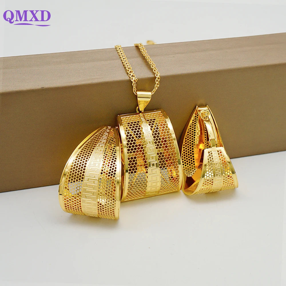 Ensemble de bijoux de dubaï, couleur or pour femmes