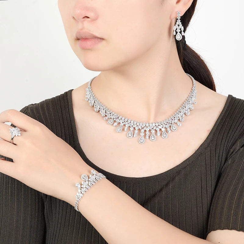 HADIYANA-Ensemble de Bijoux Rétro Simple pour Femme
