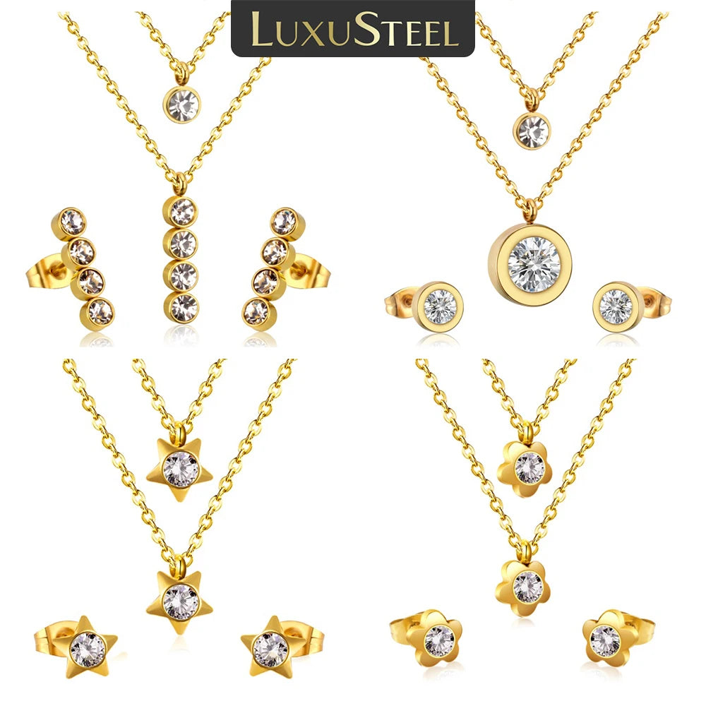 LUXUSTEEL-Bijoux en Forme d'Étoile et de Fleur Cubique