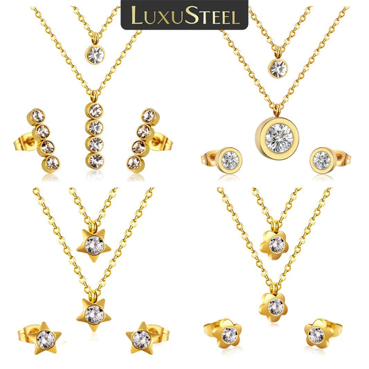 LUXUSTEEL-Bijoux en Forme d'Étoile et de Fleur Cubique
