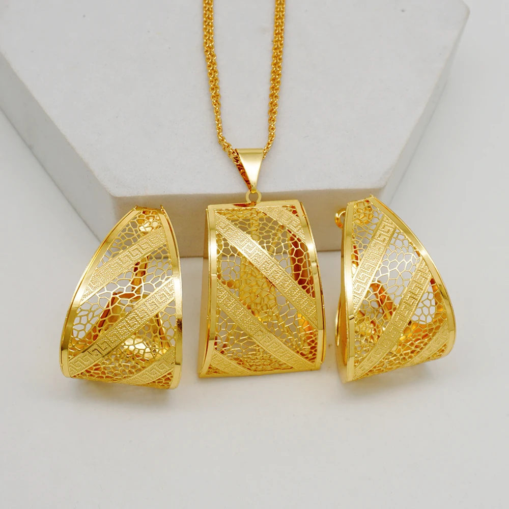 Ensemble de bijoux de dubaï, couleur or pour femmes