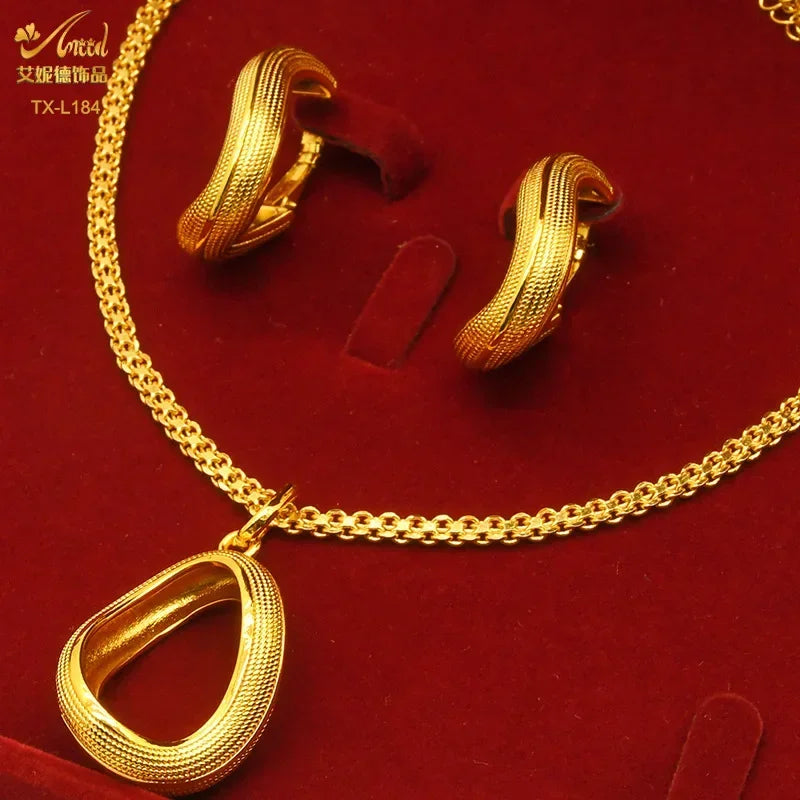Ensemble de bijoux deux pièces en cuivre plaqué or 24 carats