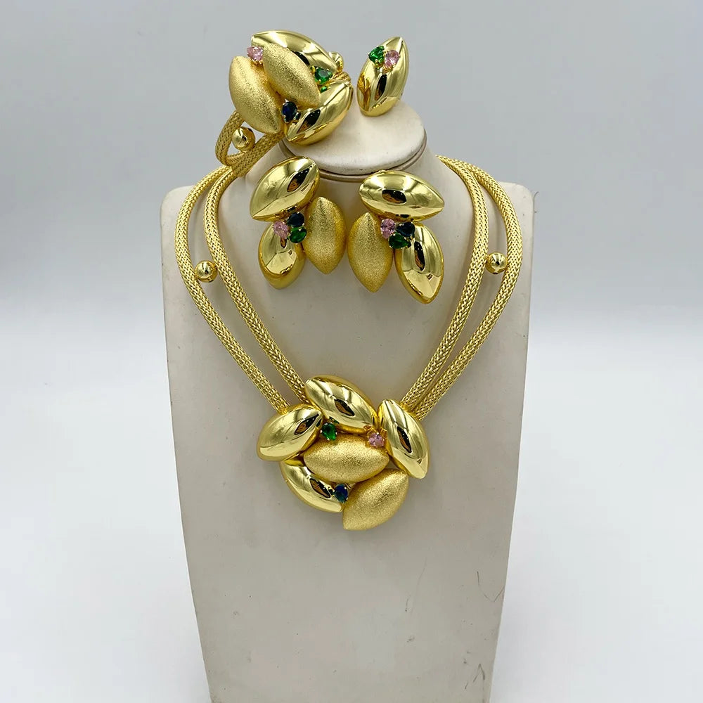 Ensemble de bijoux couleur or dubaï pour mariée