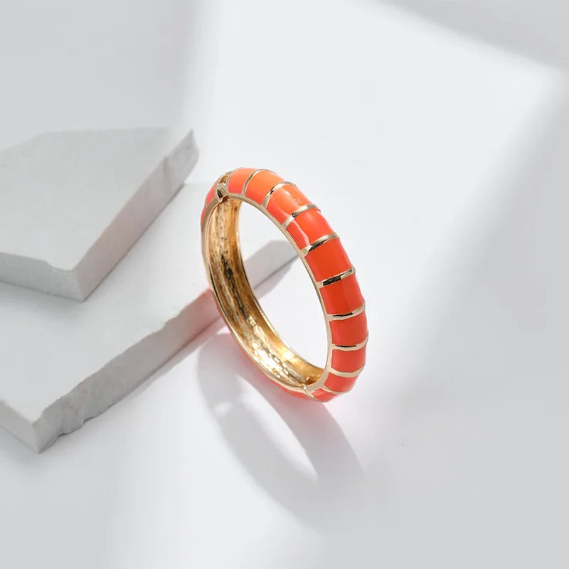 Bracelets en métal émaillé multicolore pour femmes