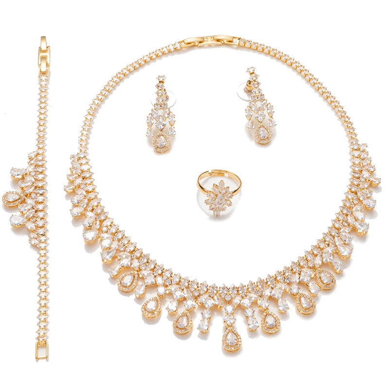 HADIYANA-Ensemble de Bijoux Rétro Simple pour Femme