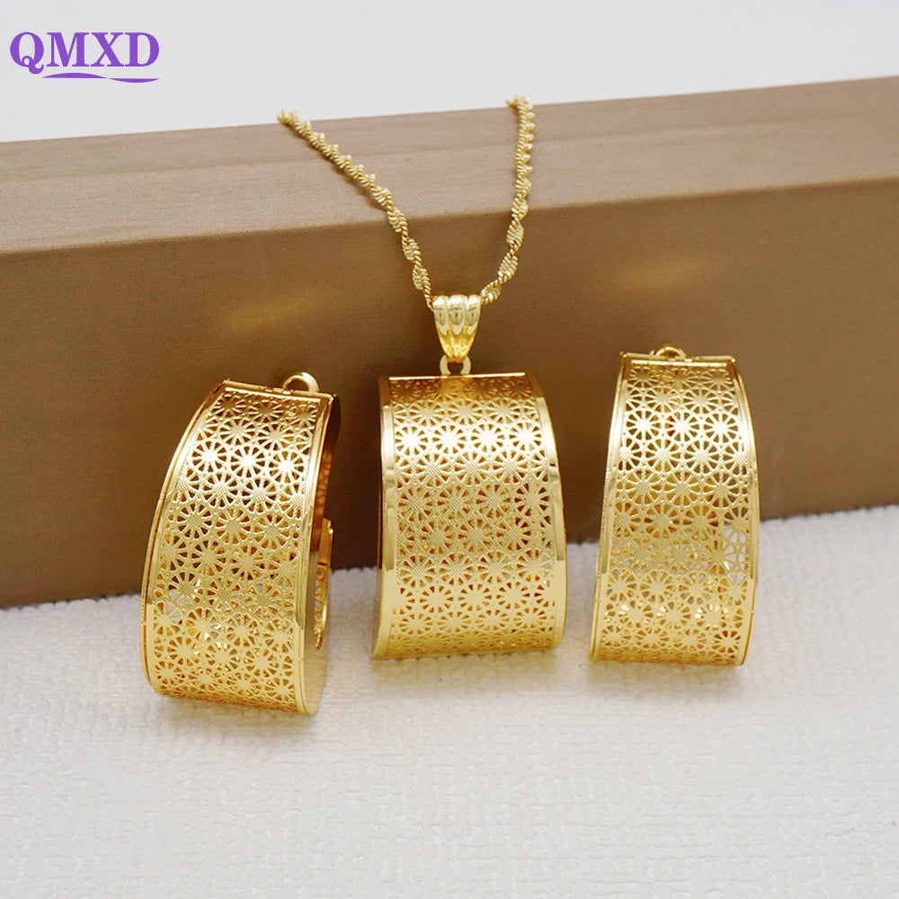 Ensemble de bijoux de dubaï, couleur or pour femmes