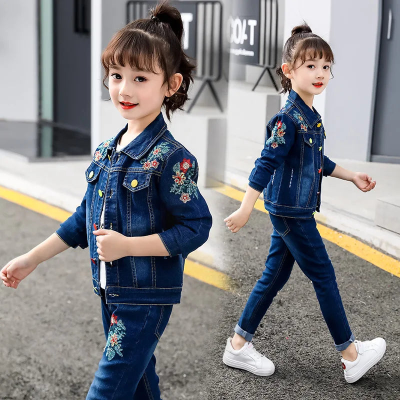 Ensemble de Vêtements Brodés pour Enfant Fille