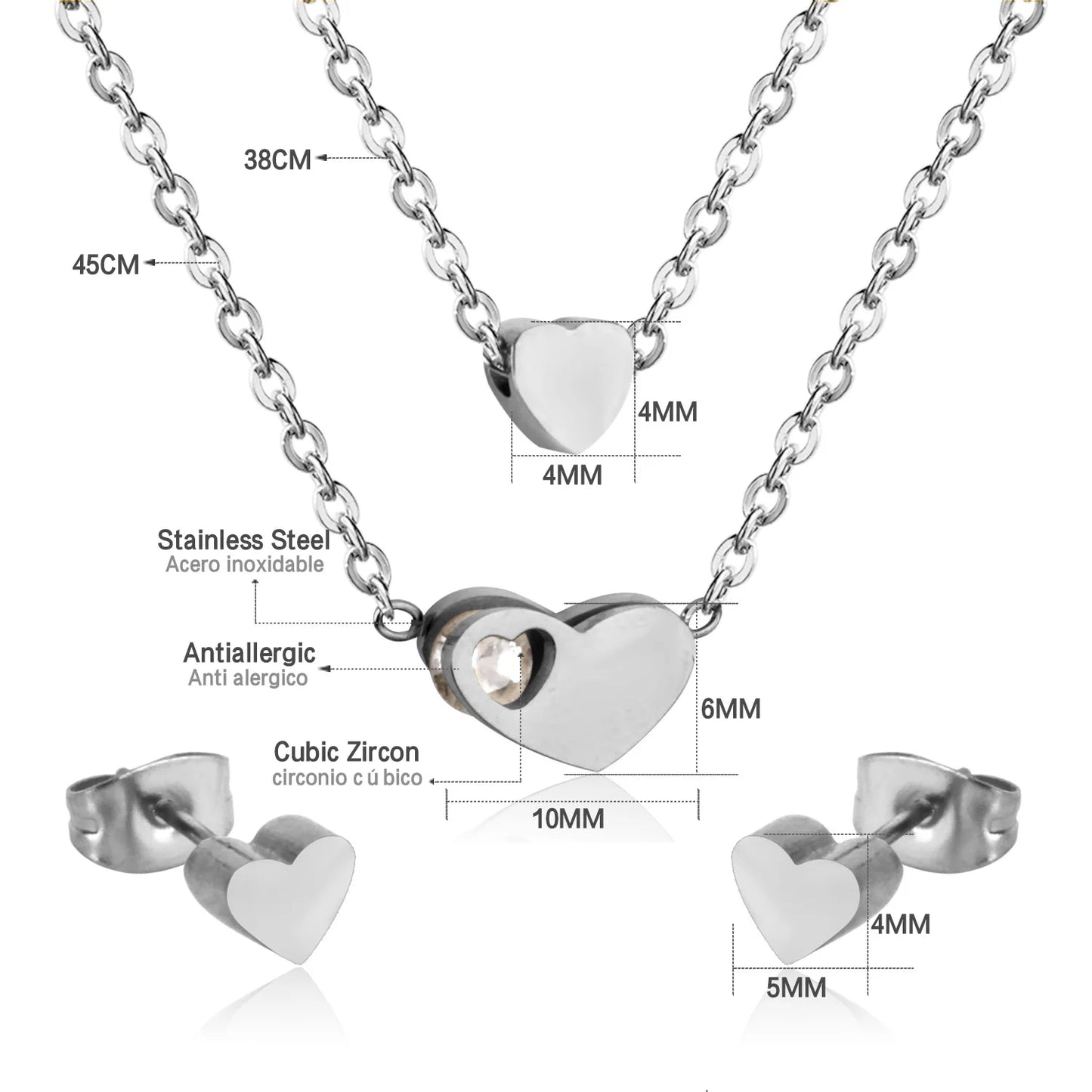 LUXUSTEEL-Bijoux en Forme d'Étoile et de Fleur Cubique