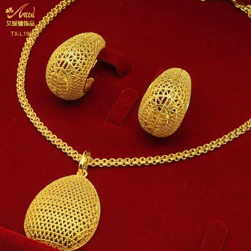 Ensemble de bijoux deux pièces en cuivre plaqué or 24 carats